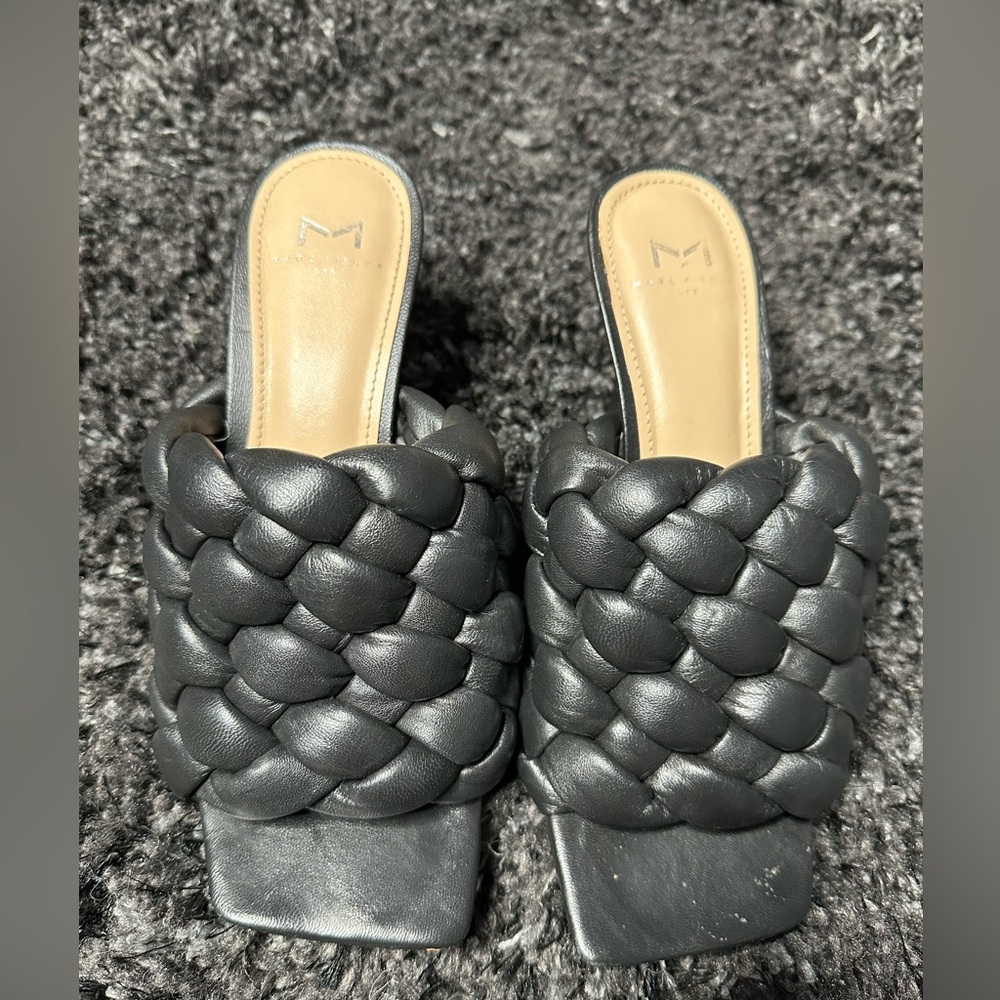 Marc Fisher Dakina square toe leather slide/heel